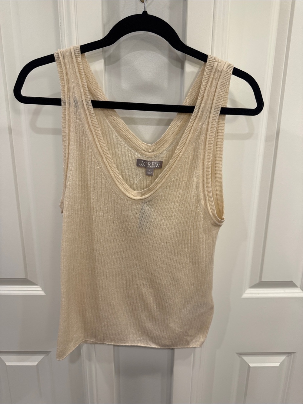 J. Crew Ribbed V-Neck Tank in Cream